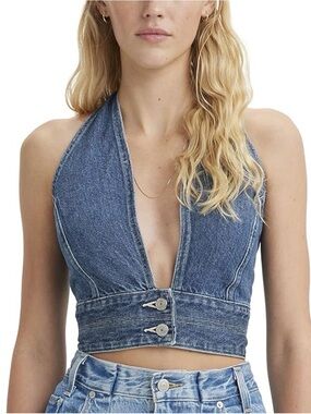(NWT) - LEVI'S® DAISY DENIM HALTER TOP